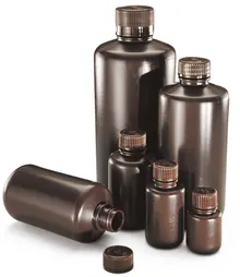 Sticle cu gât îngust, maro, HDPE, etanșe, 125 ml, 12 bucăți