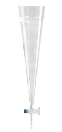 Con de sedimentare Imhoff cu robinet, sticlă borosilicată 3.3, 1000 ml