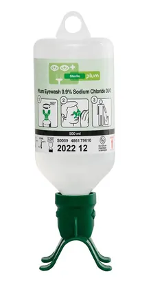Flacon de unică folosință pentru spălarea ochilor, 500 ml, pentru doi ochi, Densitate (D) 1,002 g/cm³