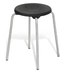 Scaun stivuibil, oțel inoxidabil, șezut negru, înălțime 580 mm, 1 bucată