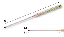 Termometru cu tijă dreaptă, L 490 mm, 0 până la +160 °C,, 1 bucată(bucăți)