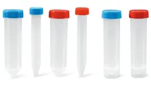 Tuburi de centrifugă PP, cu margine, roșii, sterile, 50 ml, 600 bucăți, 600 unități
