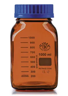 Flacoane de laborator Rotilabo®-square, sticlă maro, 500 ml, sticlă borosilicată, GL80