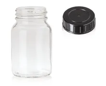 Borcane cu gură largă cu capac înșurubabil, sticlă transparentă, 250 ml, 48 bucăți