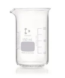 Pahare Berzelius, formă înaltă, DURAN®, cu gradații și cioc, 150 ml, 10 buc.