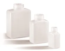 Flacoane dreptunghiulare cu gât larg, HDPE, etanșe, 250 ml, 12 buc.