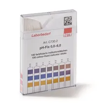 Benzi indicatoare universale pH-Fix, în cutie pătrată de plastic, pH 0 - 6, 100 bucăți