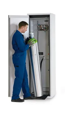 Dulapuri pentru butelii de gaz G90 1 x 50 l, Î 2050 mm, deschidere stânga, gri deschis, 1 bucată