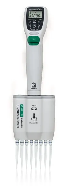Pipetă microlitrică multicanal Transferpette® electronică cu 8 canale