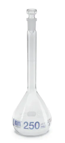 Balon cotat, sticlă clară, cu dop de sticlă, șlefuire standard 14/23, 200ml