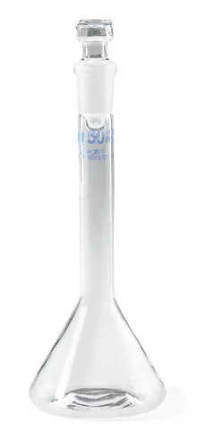 Balon cotat, formă trapezoidală, cu dop de sticlă, șlefuire standard 10/19, 25ml