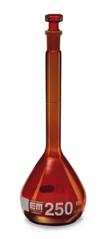 Balon cotat, sticlă brună, cu dop de sticlă, șlefuire standard 7/16, 5 ml, 2 buc.