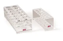 Rotilabo®-test stativ pentru eprubete, sticlă acrilică, 8 x 3 orificii, Ø orificiu 18 mm