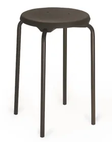 Scaun stivuibil, șezut PU negru, cadru negru, H 500 mm, 1 bucată