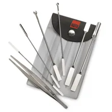 Set spatule asortate, oțel inoxidabil 18/10, 6 spatule duble și micro-spatule, 1 pensetă