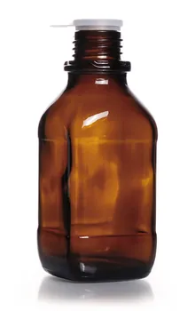 Flacoane pătrate cu gât îngust, 250 ml, sticlă maro, filet 32, formă înaltă
