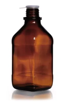 Flacoane pătrate cu gât îngust, 500 ml, sticlă maro, filet 32, formă înaltă