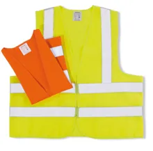 Vestă de siguranță două benzi reflectorizante și benzi peste umeri, galben