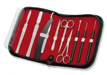 Set Rotilabo®-dissecting pentru microscopie, mare, în husă cu fermoar, 9 piese