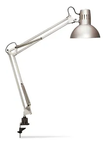 Lampă de masă Study, metal, Ø cap lampă 17cm, argintie, 1 buc.
