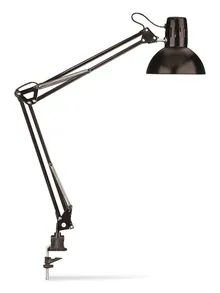 Lampă de masă Study, metal, Ø cap lampă 17cm, neagră, 1 buc.