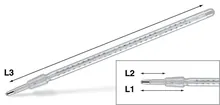 Termometru de distilare cu șlif NS 14/23, domeniu de măsurare 0-150 °C, L 55 mm