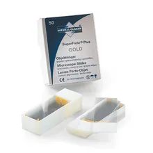 Lame microscopice SuperFrost® Plus Gold, sticlă sodico-calcică, margini tăiate la 90°