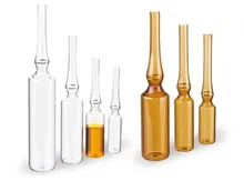 Fiole, pre-tăiate, 1 ml, sticlă clară, Ø 10.5 x 67, 144 buc.