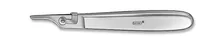 Mâner de bisturiu, fig. 5, tijă goală, cu mecanism de blocare, oțel inoxidabil, L 150mm