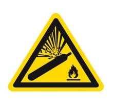 Semn de avertizare, etichetă individuală, folie PE, Butelii de gaz, 100 mm, 1 bucată