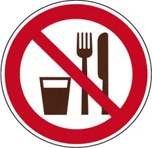 Indicator Sekuroka®-prohibition, mâncatul și băutul interzise Ø 200 mm, 1 bucată