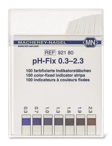 Benzi indicatoare universale pH-Fix, în cutie pătrată de plastic, pH 0.3-2.3