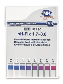 Benzi indicatoare universale pH-Fix, în cutie pătrată de plastic, pH 1.7-3.8