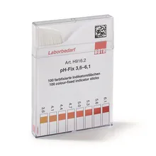 Benzi indicatoare universale pH-Fix, în cutie pătrată de plastic, pH 3.6-6.1
