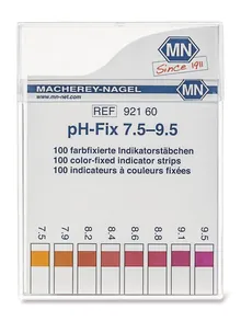 Benzi indicatoare universale pH-Fix, în cutie pătrată de plastic, pH 7.5-9.5