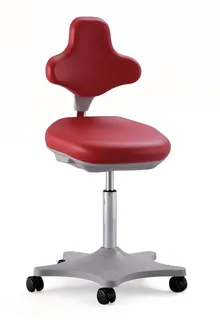 Scaun de laborator Labster 2, roșu, role, înălțime șezut 400-510 mm, 1 bucată