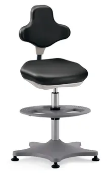Scaun de laborator Labster 3, negru, glisiere/inel pentru picioare, înălțime șezut 550-800mm