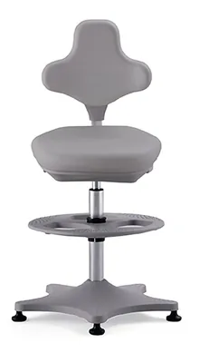 Scaun de laborator Labster 3, gri,, cu piciorușe/inel pentru picioare, înălțime șezut 550-800mm
