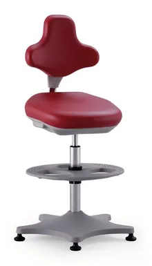 Scaun de laborator Labster 3, roșu,, cu piciorușe/inel pentru picioare, înălțime șezut 550-800mm