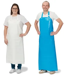 Șorțuri de laborator și de lucru din PU, albastre, L 130 cm, 1 bucată