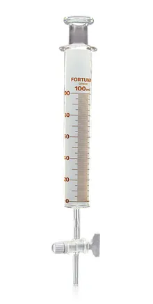Eșantionator cu piston, cu robinet capilar, 100 ml, sticlă neutră, 1 bucată
