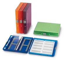 Cutii premium pentru lame de microscop, portocalii, L 207 x W 196 x H 32 mm, 5 bucăți