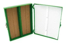 Cutie lame microsc. Rotilabo®, PS, verde, L 208 x l 175 x H 34 mm, 100 lame