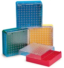Rotilabo®-cryobox, PC, galben, pt. 1-2 ml, L 133 x W 133 x H 52 mm, 100 orificii