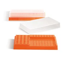 Stație de lucru PCR, PP, portocaliu neon, cu capac, 32x0.2 ml, 24x1.5/2 ml, 16x0.5 ml