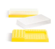 Stație de lucru PCR, PP, galben neon, cu capac, 32x0.2 ml, 24x1.5/2 ml, 16x0.5 ml