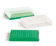 Suport PCR, PP, verde neon, cu capac, cu 96 orificii, aranjament 8 x 12, 1 buc.