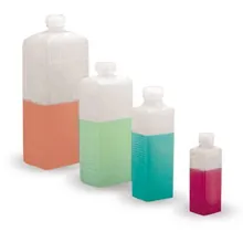 Sticle cu gât îngust, cu 4 laturi, HDPE, cu capac cu filet, 250 ml, 10 bucăți