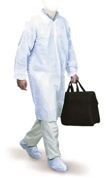 Halat de unică folosință din PP, cu 2 buzunare, PP, alb, capse, mărimea XXL