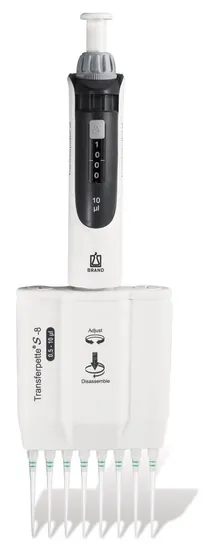 Pipetă de microlitri Transferpette® S, 8 canale, variabilă, M8-10, 0,5-10 µl